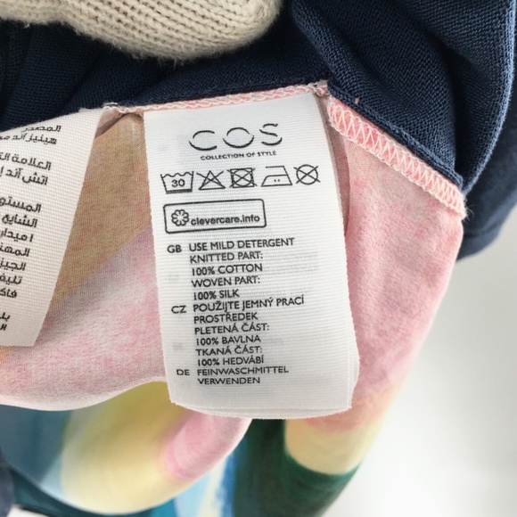 COS Womens Knit Tunic Top Blue Crewneck Mulberry Silk Back Art to Wear Sz S - Picture 11 of 11